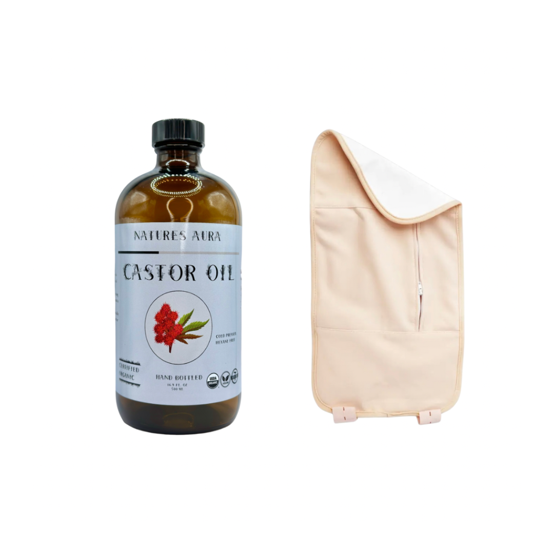 Natures Aura Organic Castor Oil + Castor Oil Pack & Mascara Wands