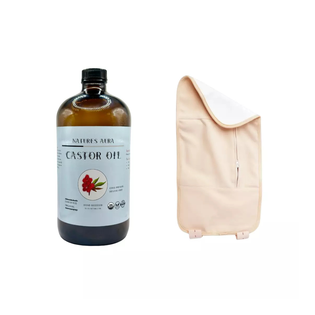 Natures Aura Organic Castor Oil + Castor Oil Pack & Mascara Wands