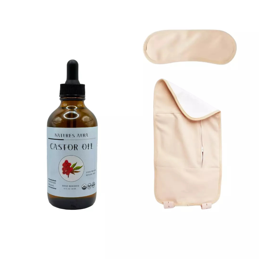 Natures Aura Organic Castor Oil + Castor Oil Pack & Mascara Wands