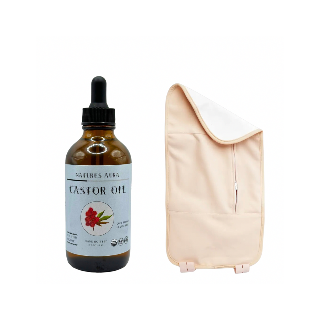 Natures Aura Organic Castor Oil + Castor Oil Pack & Mascara Wands
