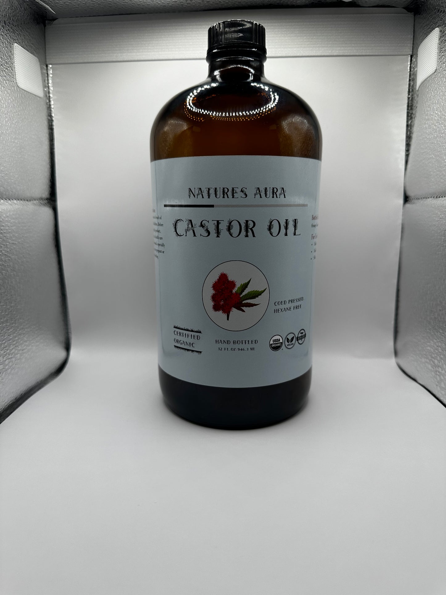 Natures Aura Organic Castor Oil - 500ml (16.9 Oz)