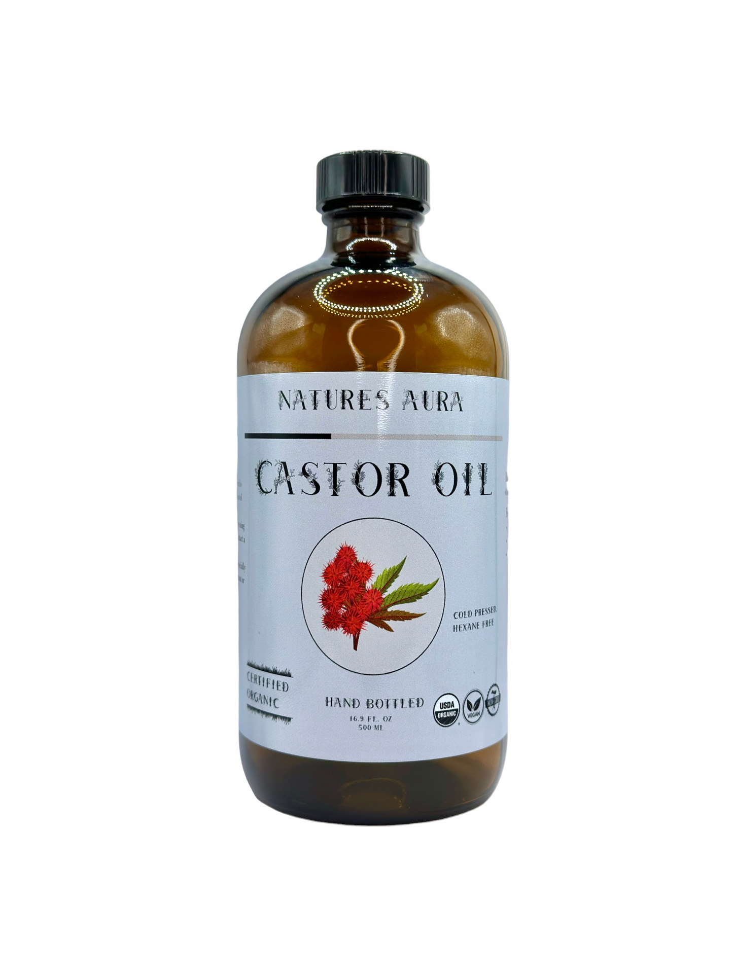 Natures Aura Organic Castor Oil - 500ml (16.9 Oz)